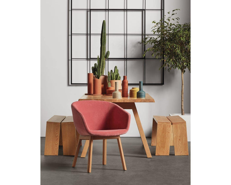 Host Chair in Tait Tomato / White Oak - Angle 2