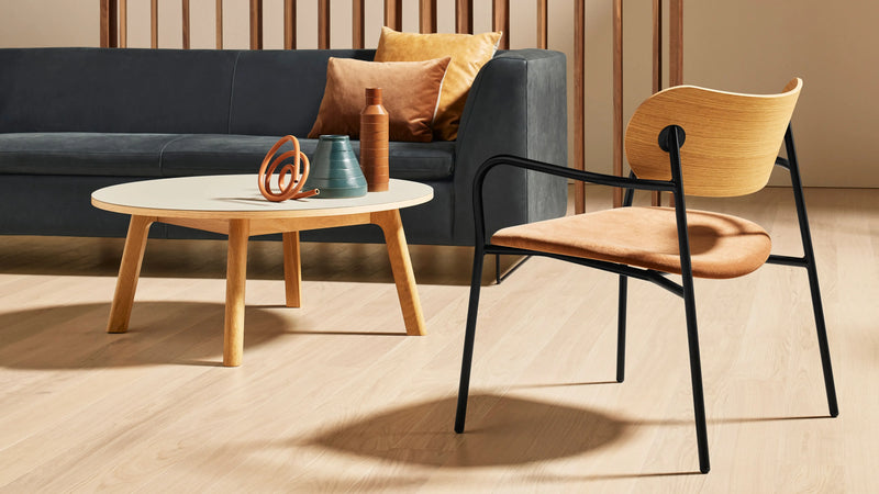 SideBySide Lounge Chair in Walnut / Maharam Meld in Panda - Angle 2