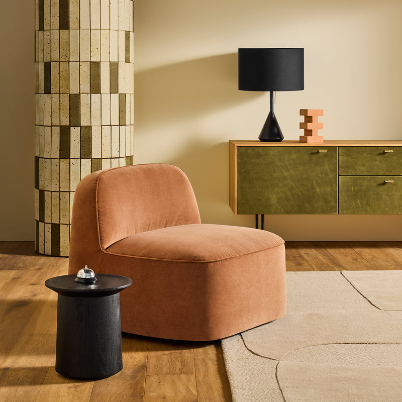 Looksee Swivel Lounge Chair in Ink Leather - Angle 2