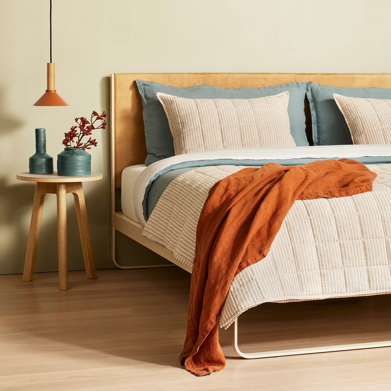 Canfield Stripe Quilt Set in Tomato Stripe - Angle 2