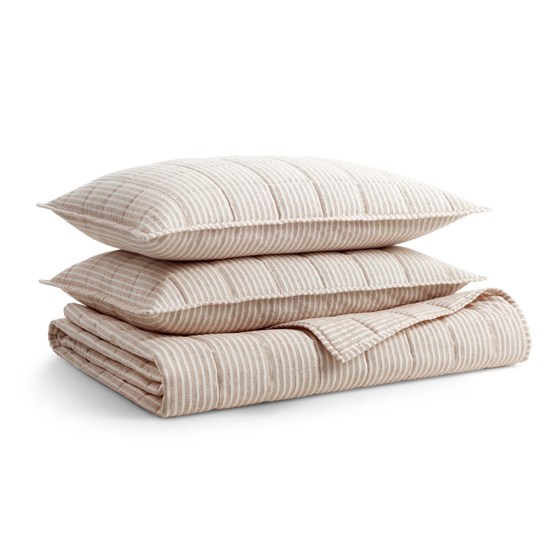Canfield Stripe Quilt Set in Tomato Stripe - Angle 1