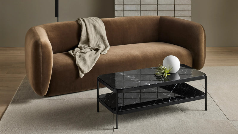 Bustle 101" Sofa in Kelso Charcoal - Angle 2