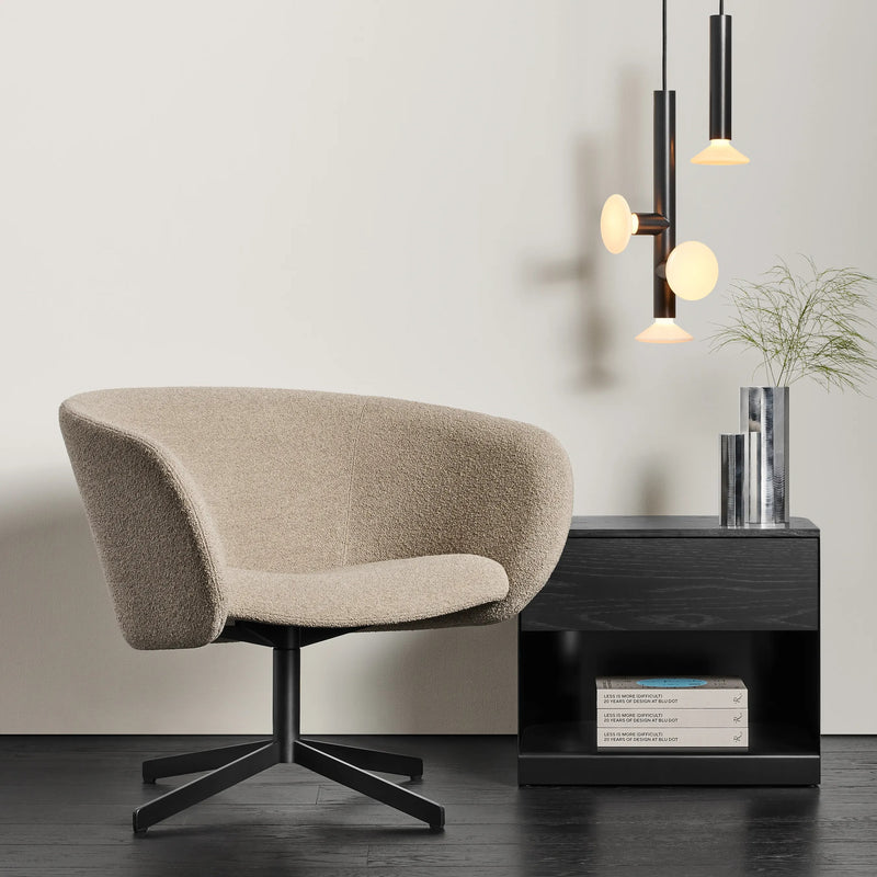 Close Encounter Swivel Lounge Chair in Canyon Leather - Angle 2