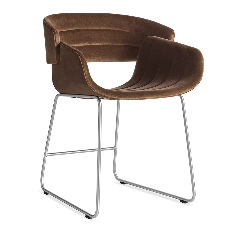 Racer Chair in Coffee Velvet - Angle 1